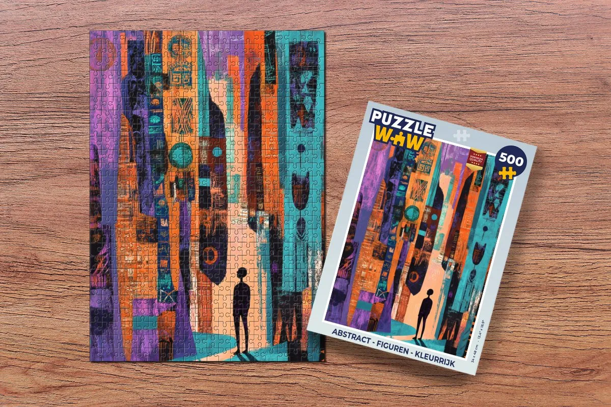 PuzzleWow Abstract Figuren Legpuzzel 500 Stuks - Kleurrijk