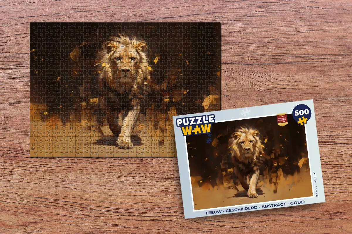 PuzzleWow Leeuw Goud Legpuzzel 500 Stuks - MPN 8721375319239