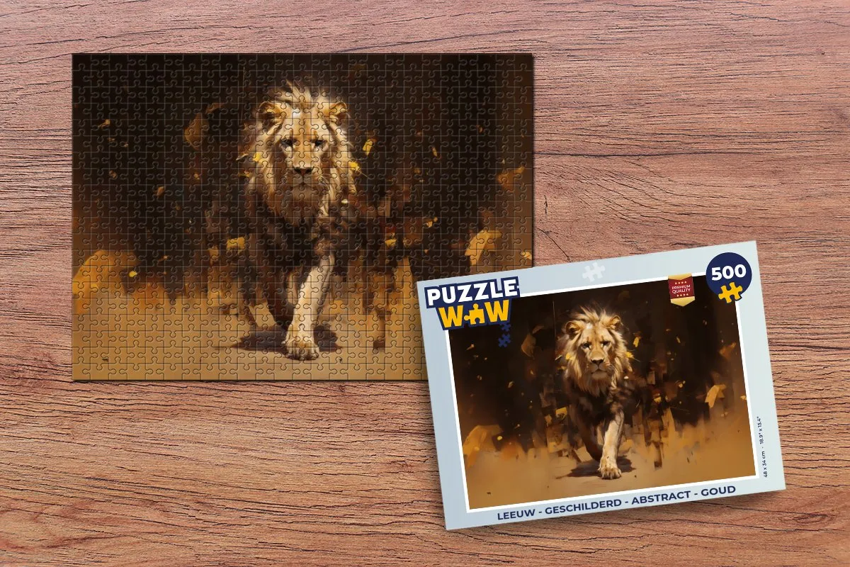 PuzzleWow Leeuw Goud Legpuzzel 500 Stuks - MPN 8721375319239