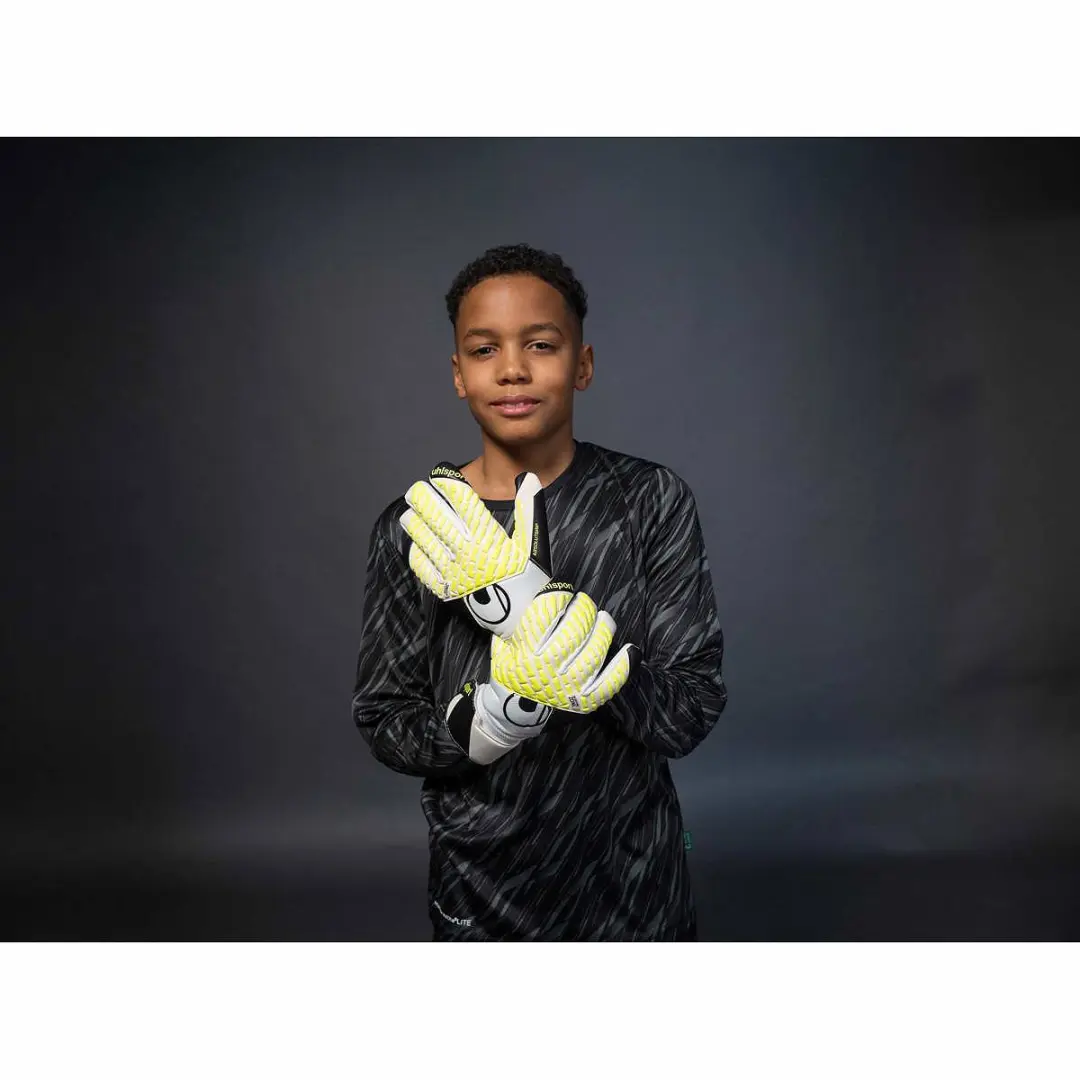 Uhlsport Fangmaschine Absolutgrip HN Pro Keepershandschoenen Kinderen - Maat 6 - Wit/Fluogeel