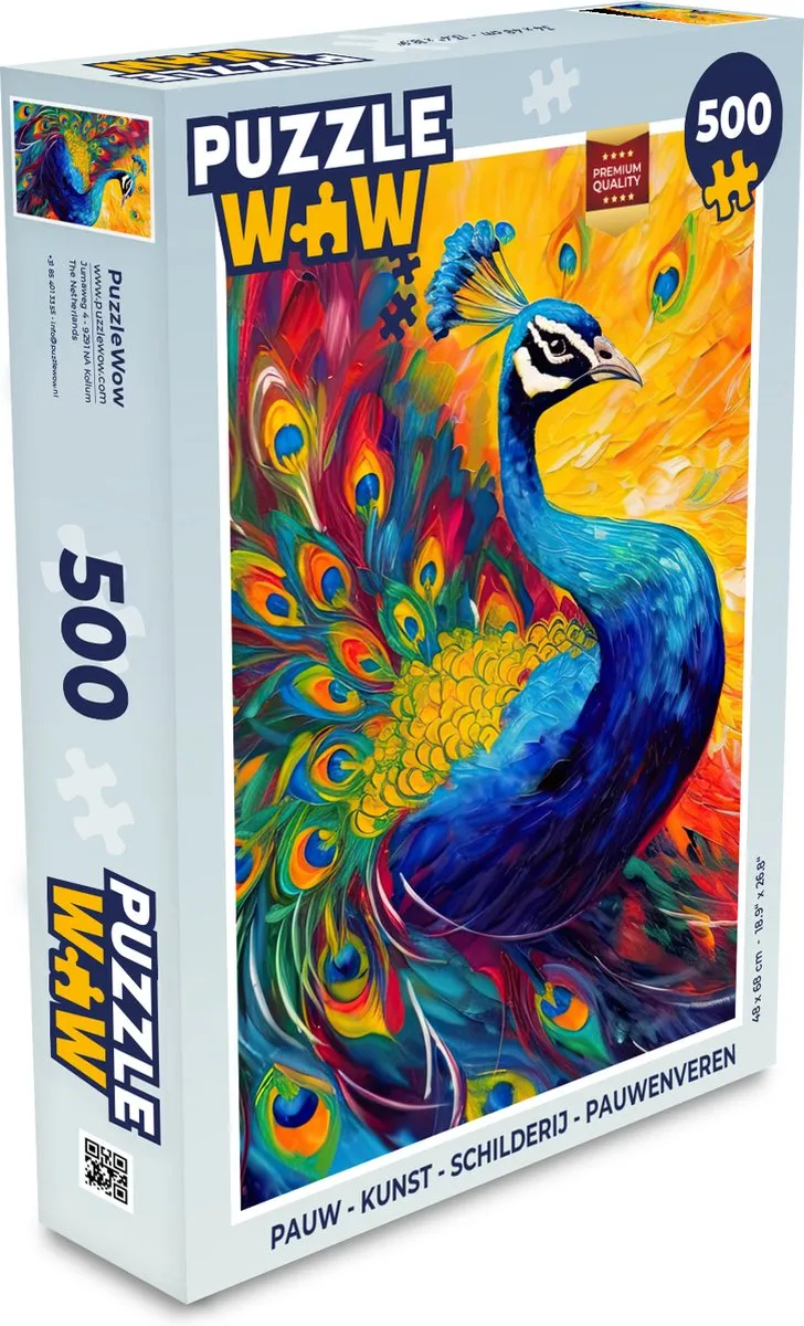 PuzzleWow Pauwenveren Legpuzzel 500 Stuks