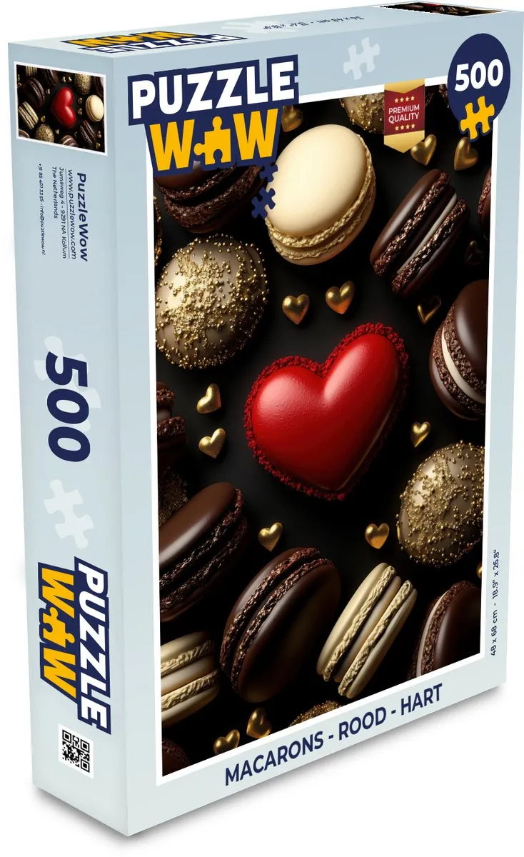 PuzzleWow Macarons Hart Legpuzzel 500 Stuks - Rood