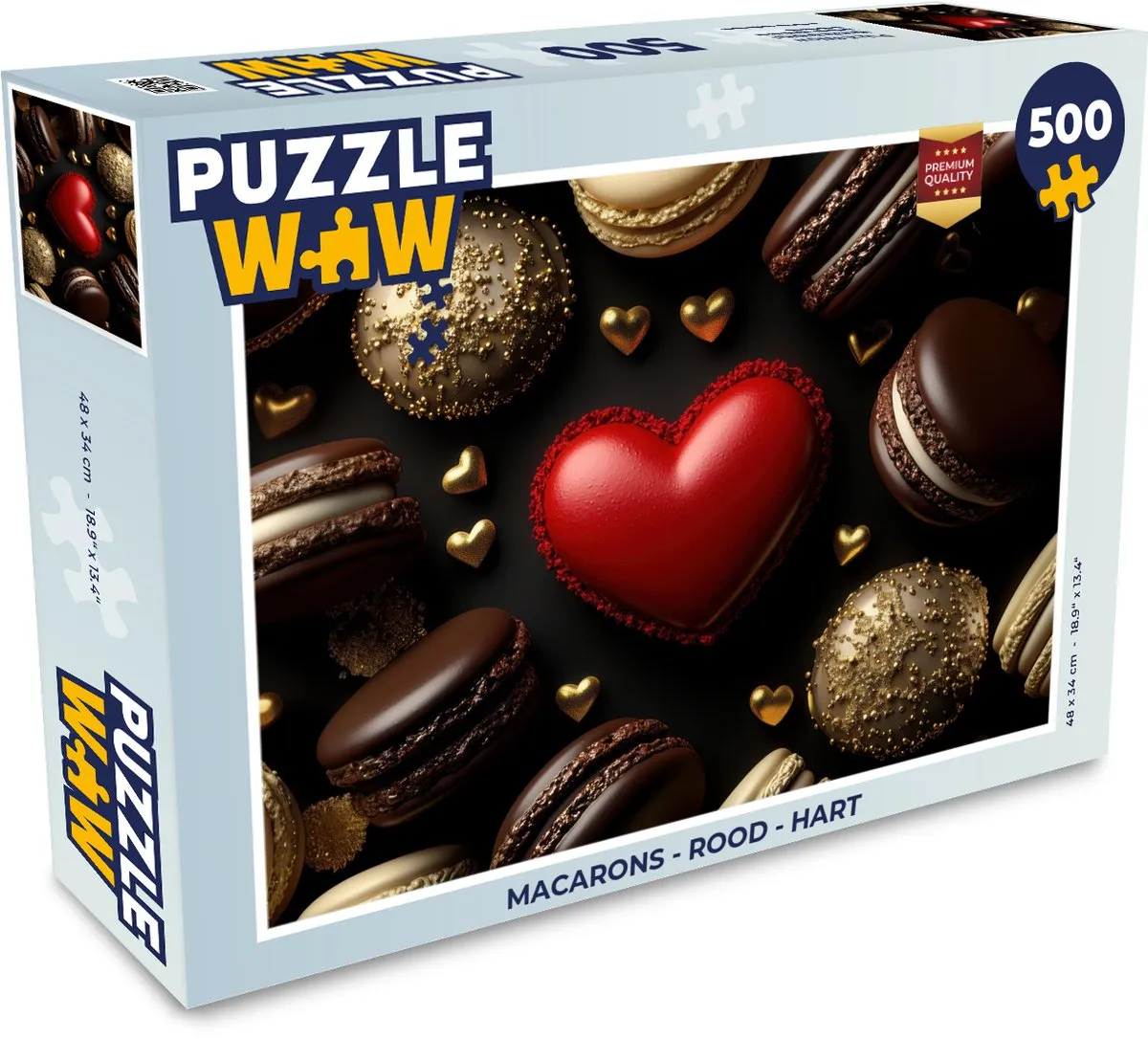 PuzzleWow Macarons Hart Legpuzzel 500 Stuks - Rood