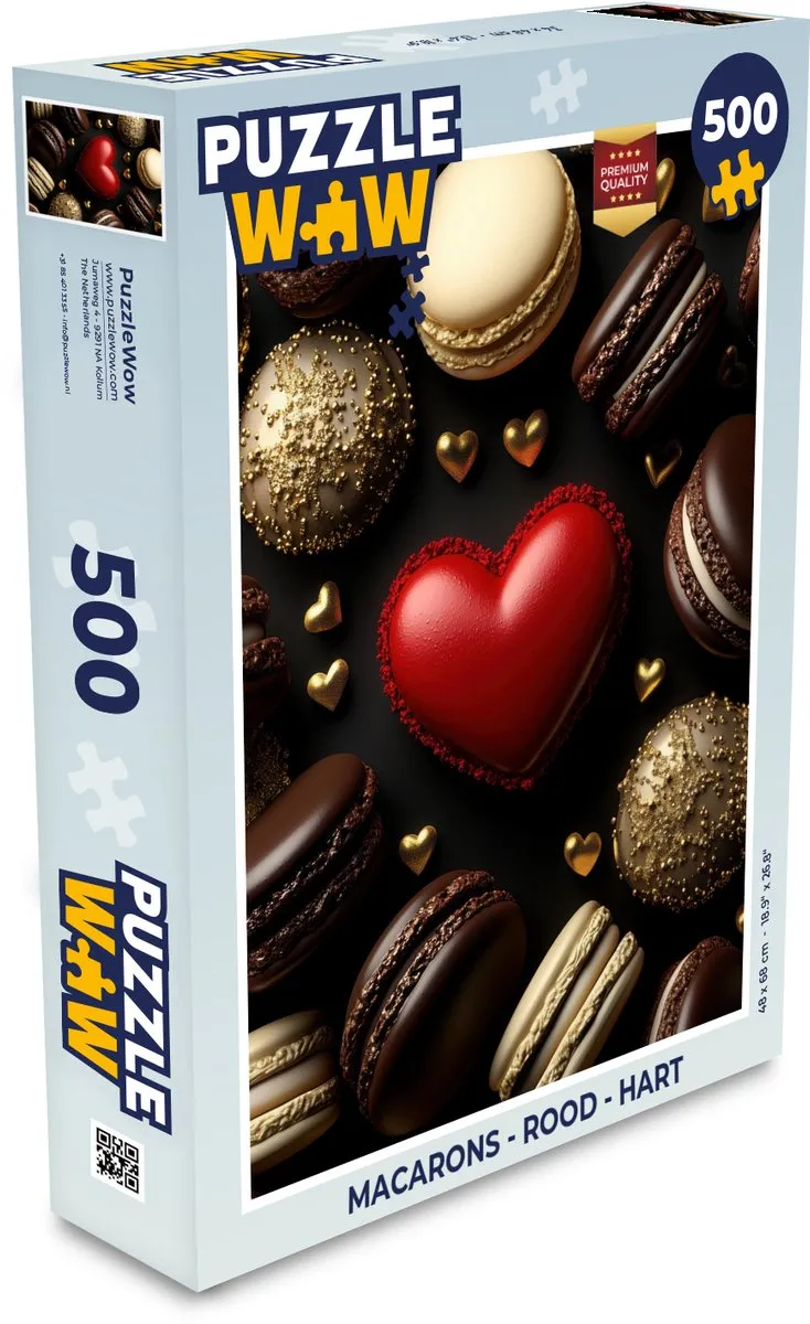 PuzzleWow Macarons Hart Legpuzzel 500 Stuks - Rood