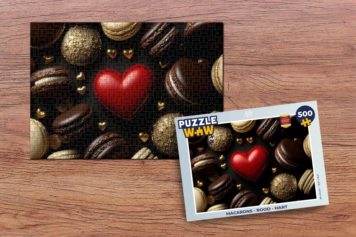 PuzzleWow Macarons Hart Legpuzzel 500 Stuks - Rood