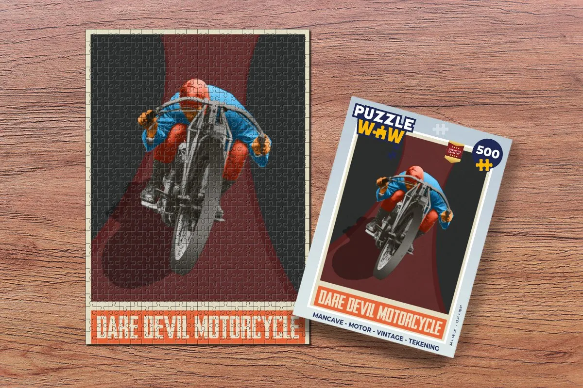 PuzzleWow Mancave Motor Vintage Legpuzzel 500 Stuks - Multicolor