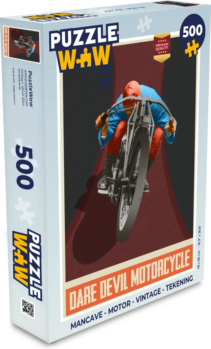 PuzzleWow Mancave Motor Vintage Legpuzzel 500 Stuks - Multicolor
