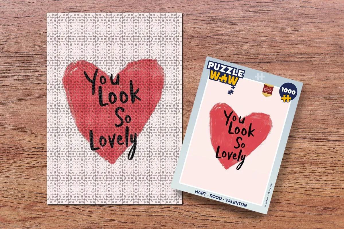PuzzleWow Hart Legpuzzel 1000 Stuks - Rood - Valentijn