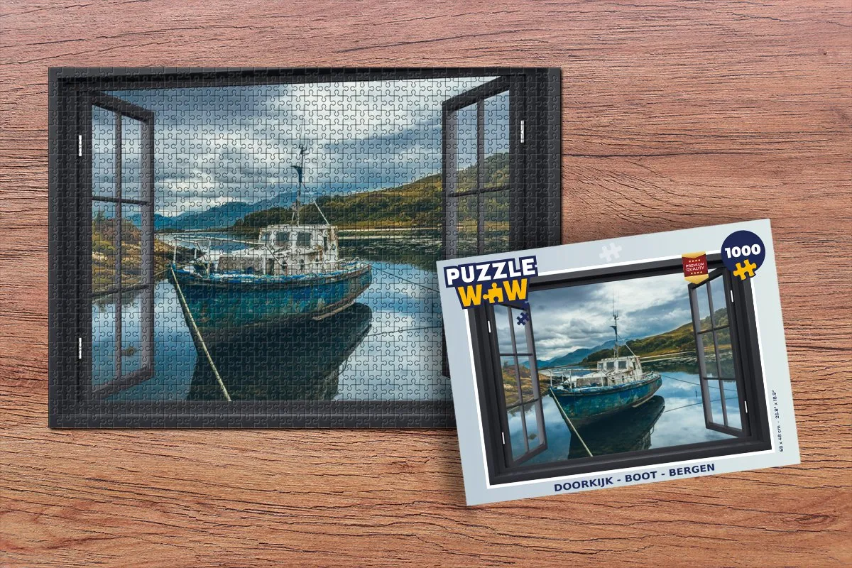 PuzzleWow Boot Berg Legpuzzel 1000 Stuks - Multicolor