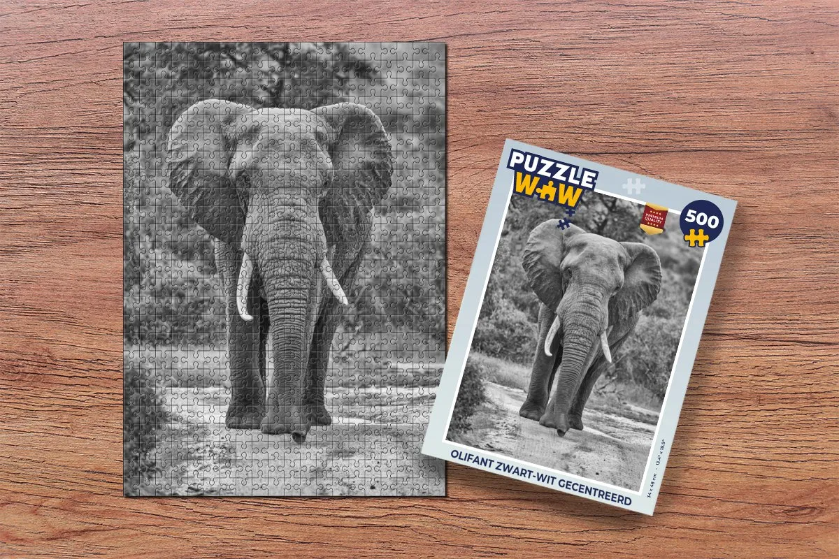 PuzzleWow Legpuzzel Olifant 500 Stuks - Multicolor
