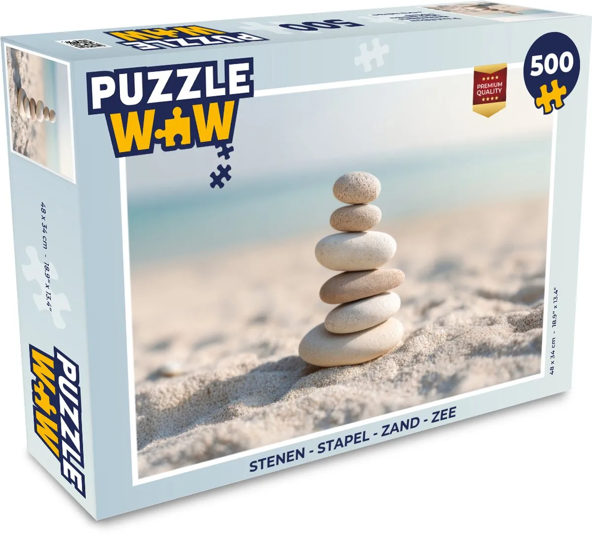 PuzzleWow Zee Stapelpuzzel 500 Stuks - Stenen Kleur