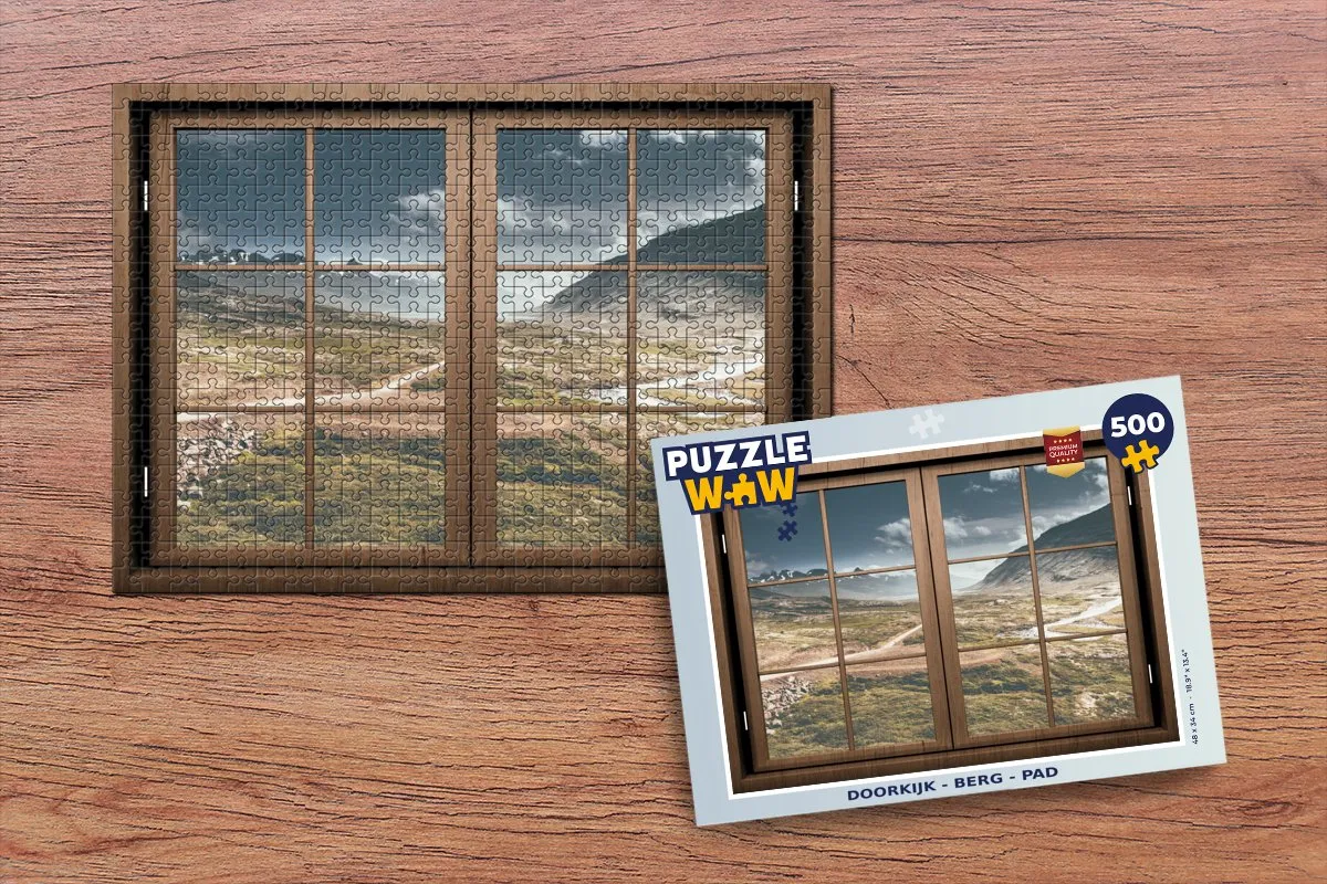 PuzzleWow Doorkijk Berg Pad Legpuzzel 500 Stuks - Multicolor