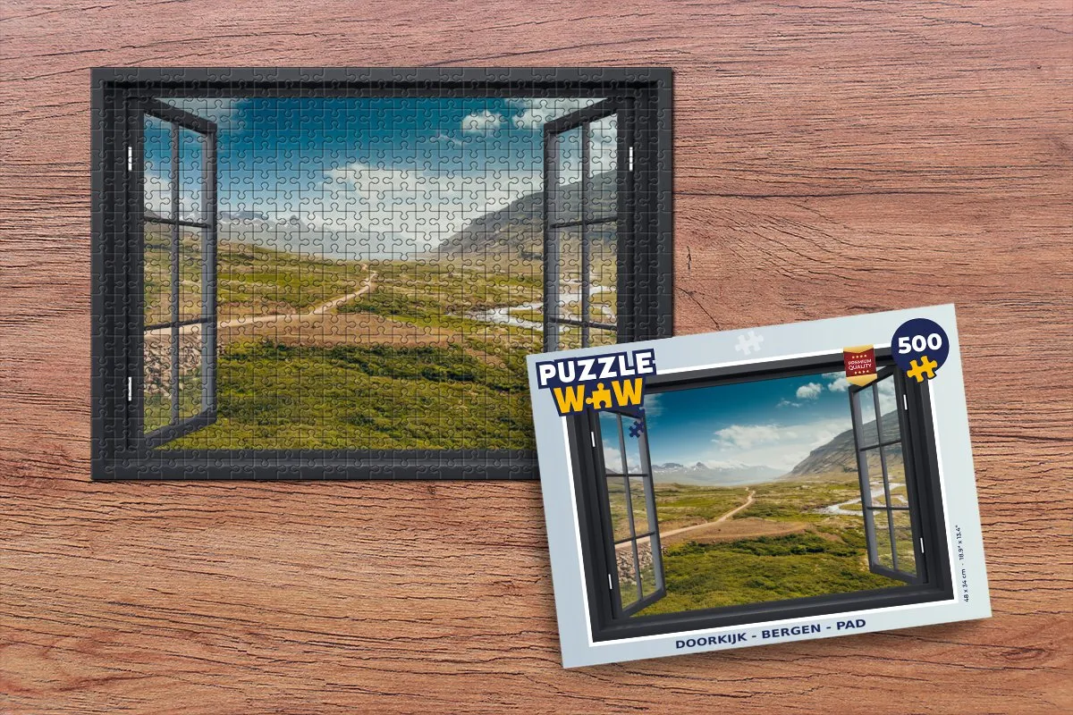 PuzzleWow Doorkijk Berg Pad Legpuzzel 500 Stuks - Multicolor
