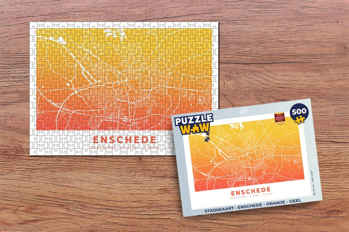 PuzzleWow Stadskaart Enschede Legpuzzel 500 Stuks - Multicolor
