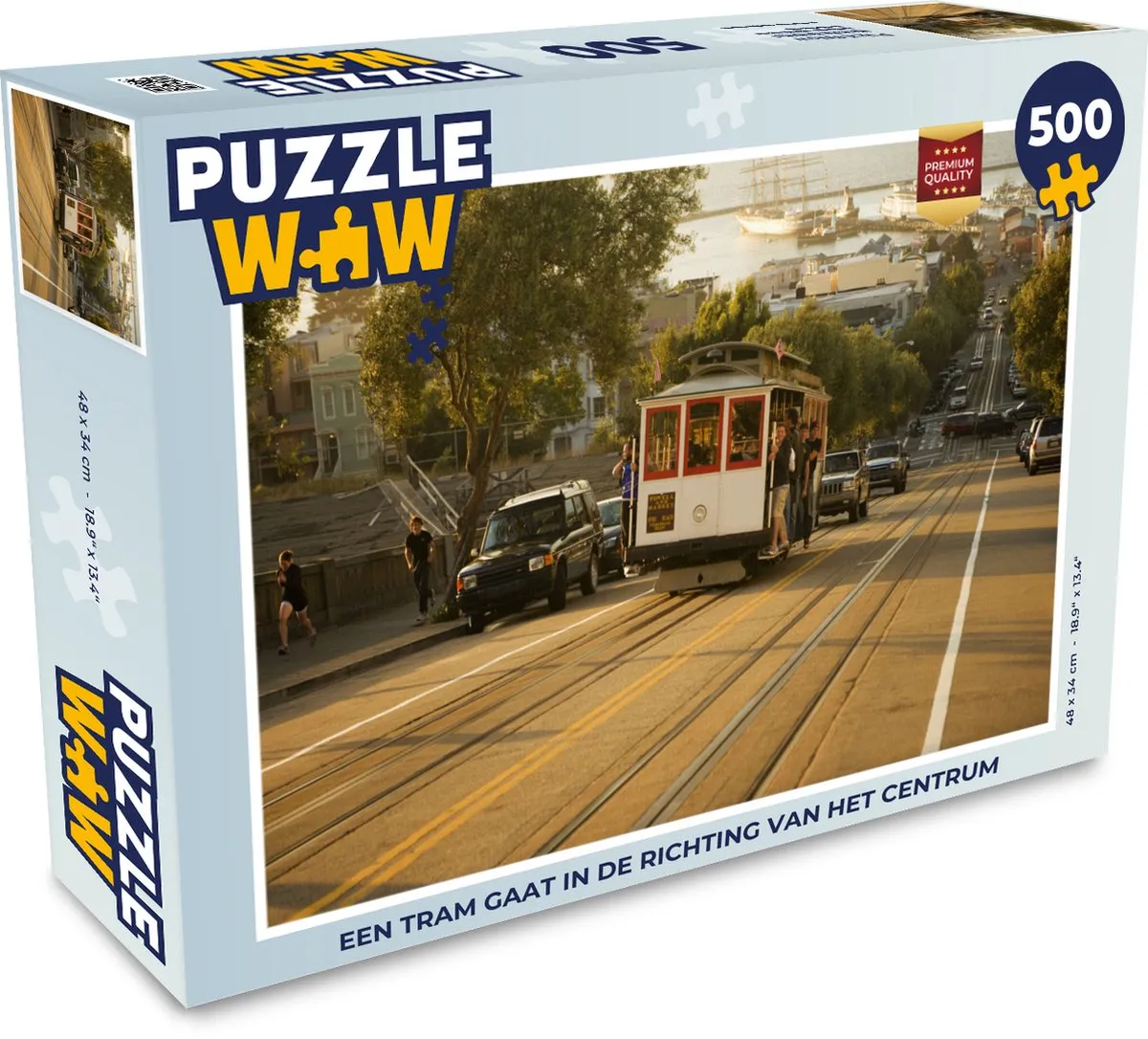 PuzzleWow Legpuzzel Een tram gaat in de richting van het centrum 500 Stuks - Multicolor
