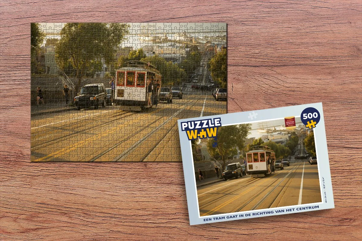 PuzzleWow Legpuzzel Een tram gaat in de richting van het centrum 500 Stuks