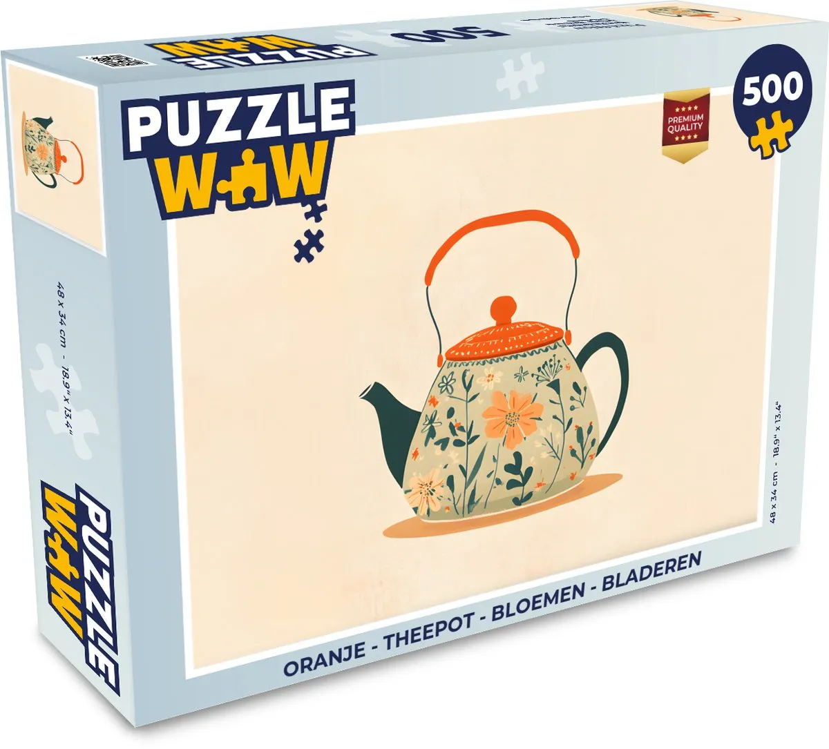 PuzzleWow Theepot Bloemen Legpuzzel 500 Stuks