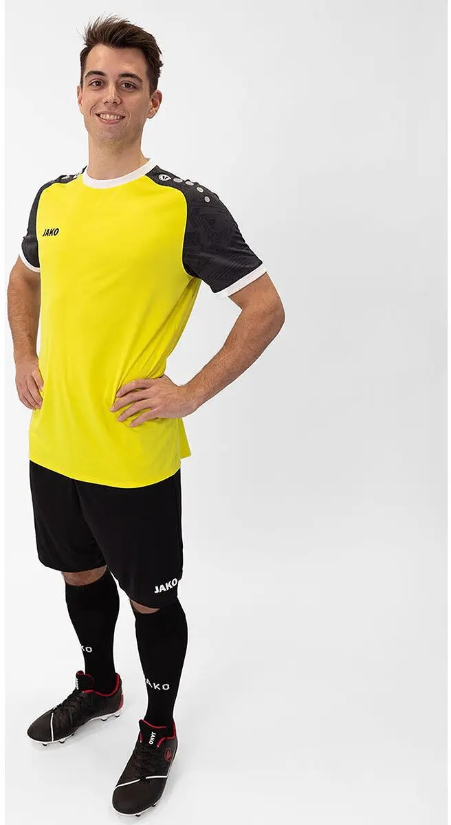 JAKO Iconic Shirt Korte Mouw Heren - Zachtgeel/Zwart XL - afbeelding 6 van 6
