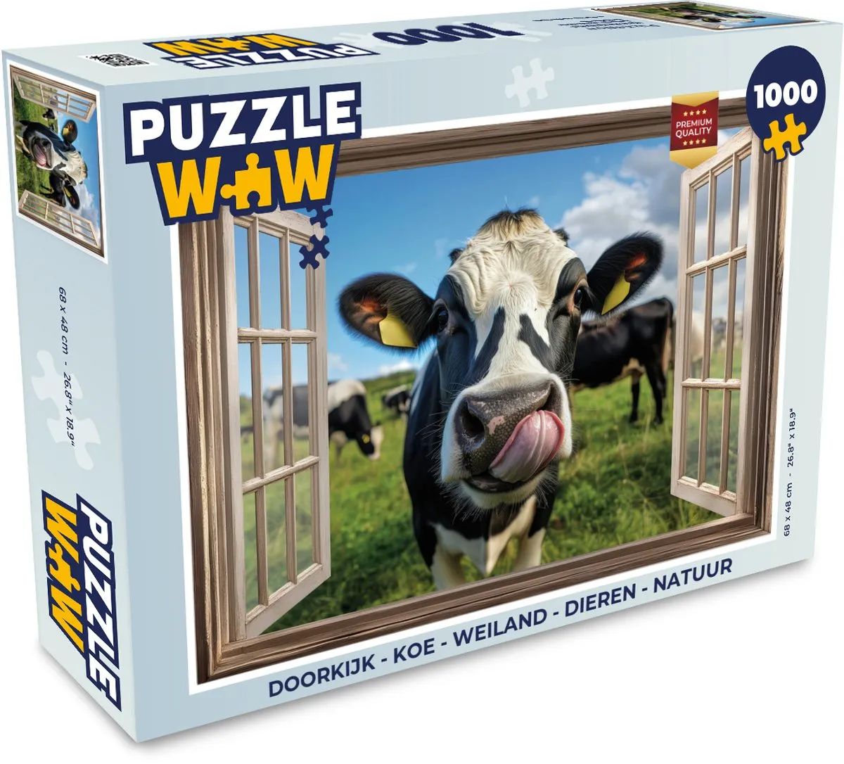 PuzzleWow Doorkijk Koe Weiland Legpuzzel 1000 Stuks