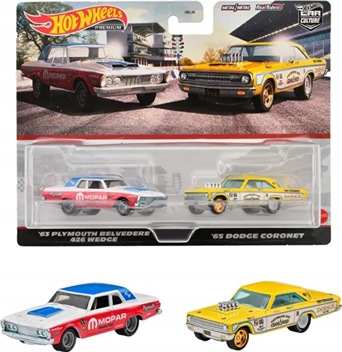 Hot Wheels Premiumset '63 Plymouth Belvedere & '65 Dodge HBL96 - 2 Metal Auto's - afbeelding 2 van 2