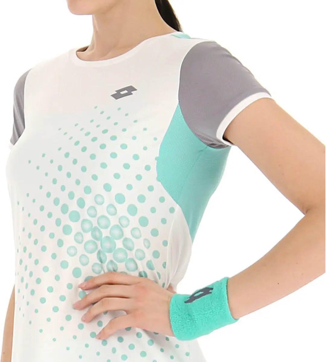 Lotto Top IV Tee Vrouwen - Wit/ Groen - Maat L - afbeelding 4 van 5