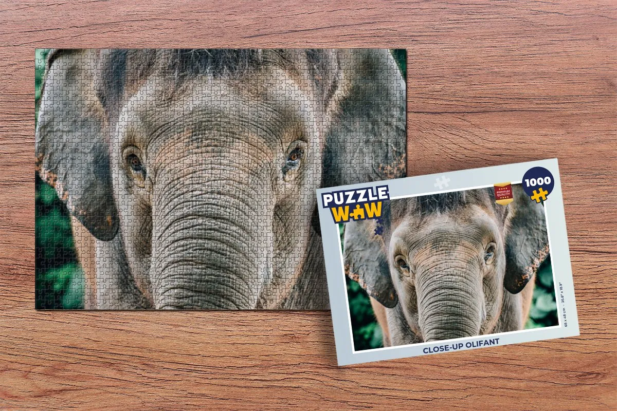 PuzzleWow Close-up Olifant Legpuzzel 1000 Stuks - Multicolor