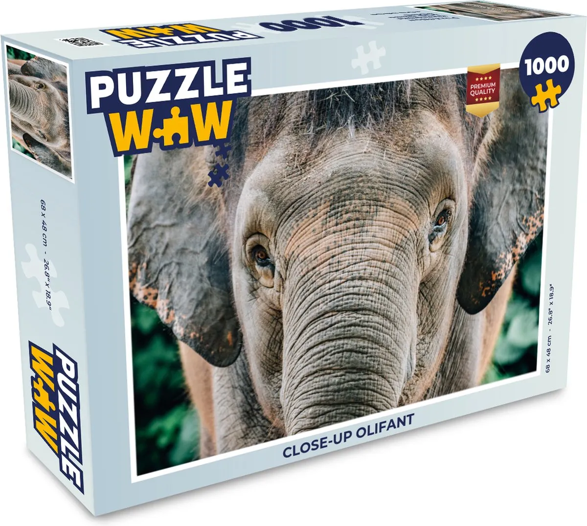 PuzzleWow Close-up Olifant Legpuzzel 1000 Stuks
