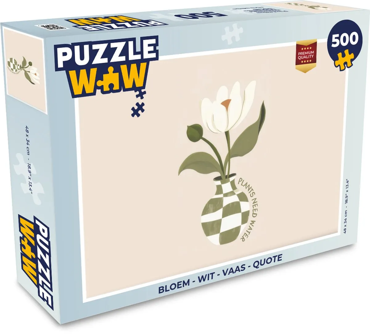 PuzzleWow Bloem Vaas Quote Legpuzzel 500 Stuks - Wit