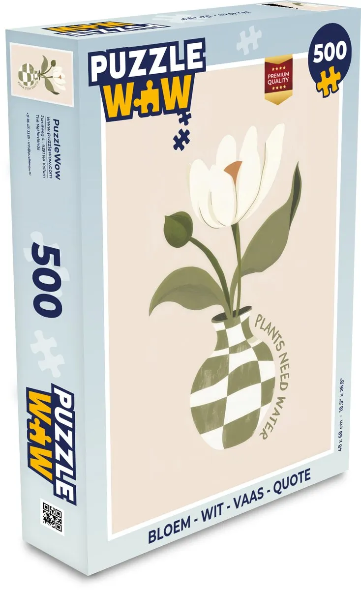 PuzzleWow Bloem Vaas Quote Legpuzzel 500 Stuks