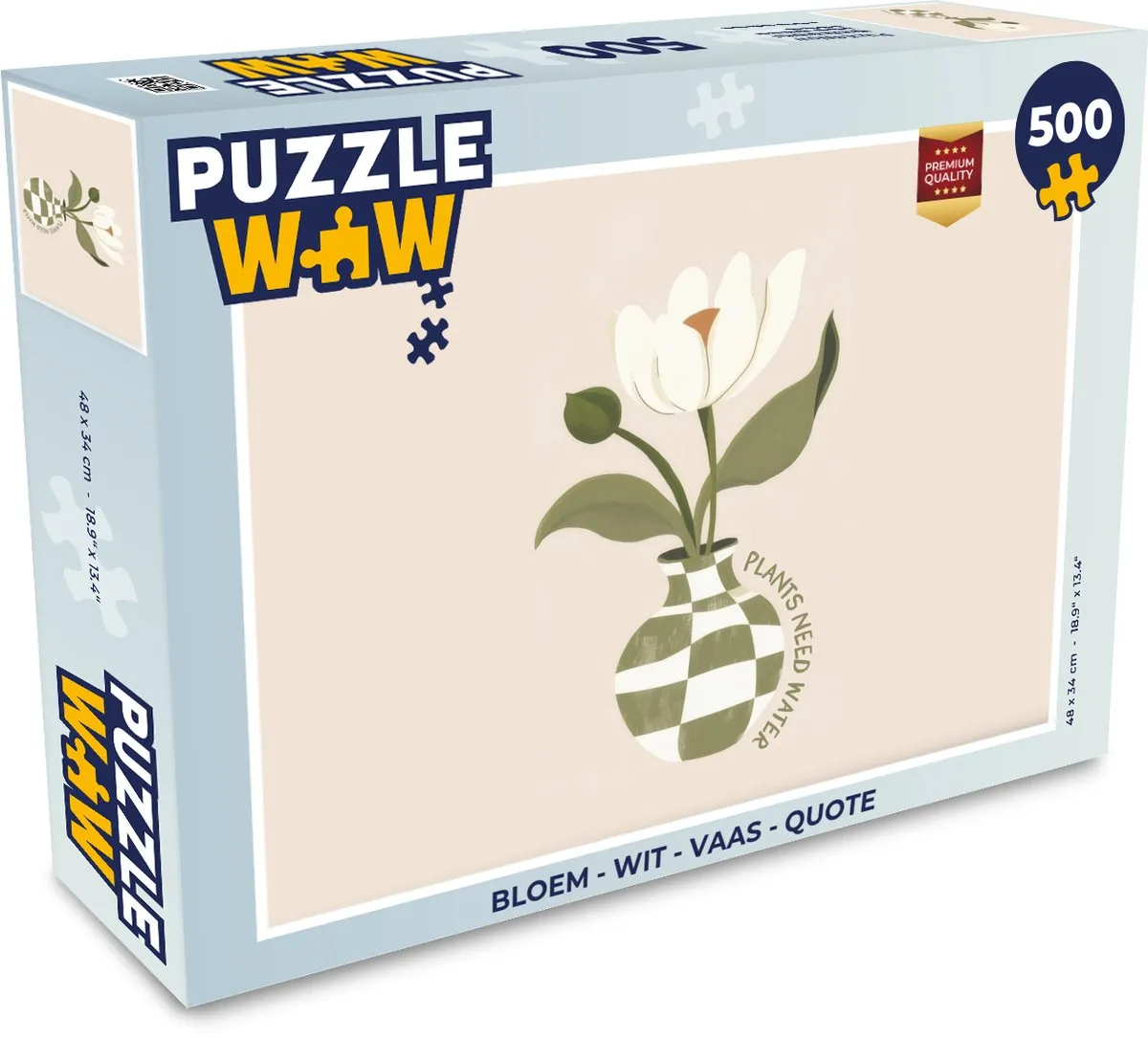 PuzzleWow Bloem Vaas Quote Legpuzzel 500 Stuks - Wit