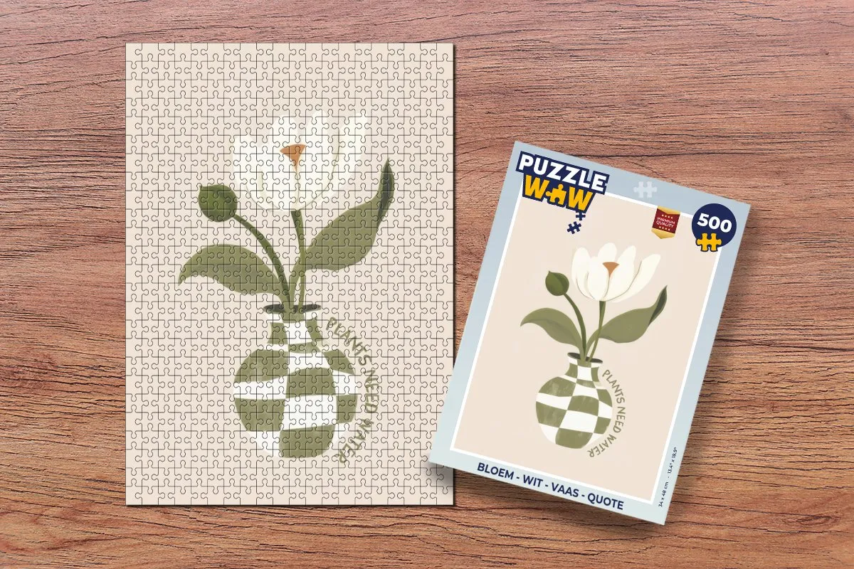 PuzzleWow Bloem Vaas Quote Legpuzzel 500 Stuks - Wit