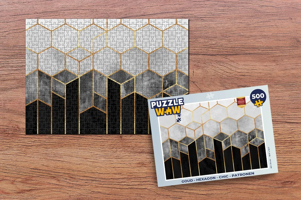 PuzzleWow Hexagon Legpuzzel 500 Stuks - Multicolor