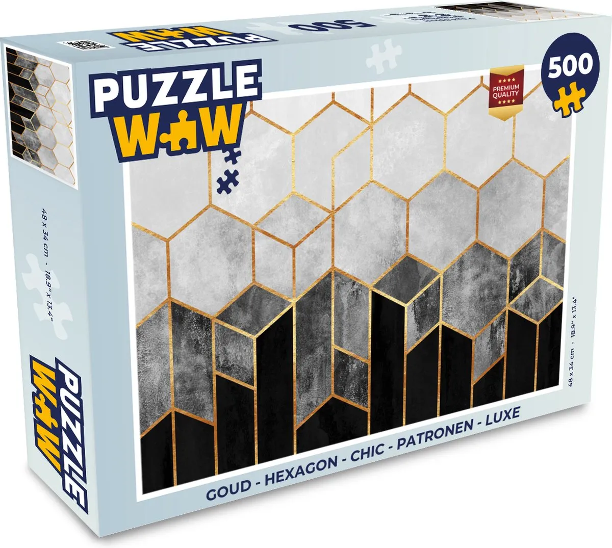 PuzzleWow Hexagon Legpuzzel 500 Stuks - Multicolor