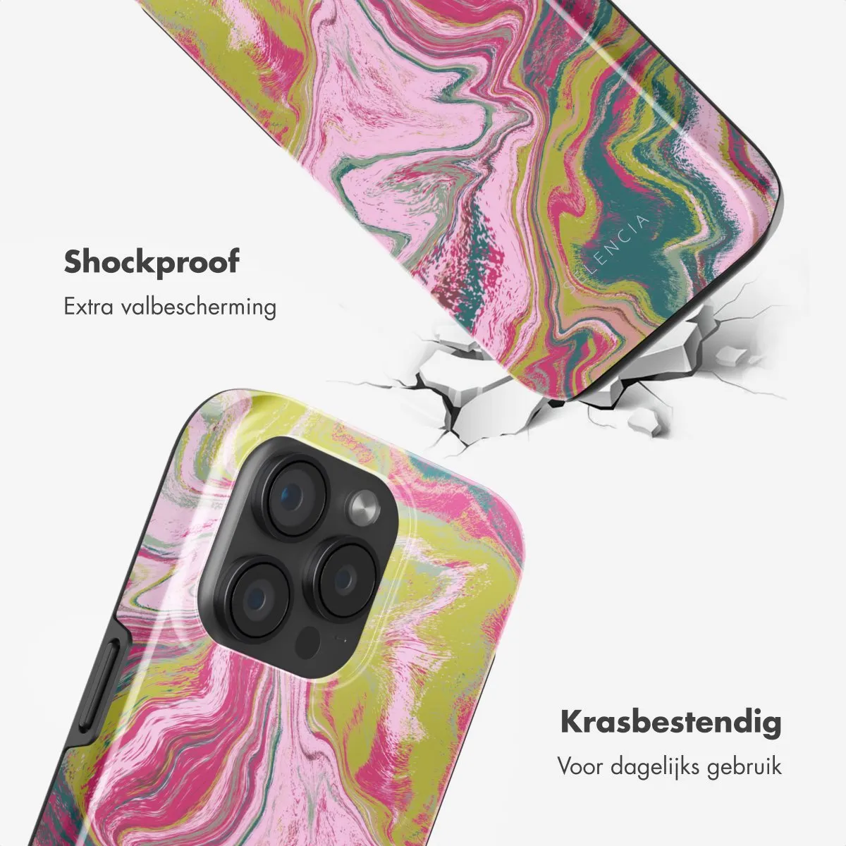 Selencia Hoesje iPhone 15 Pro MagSafe Marble Pink