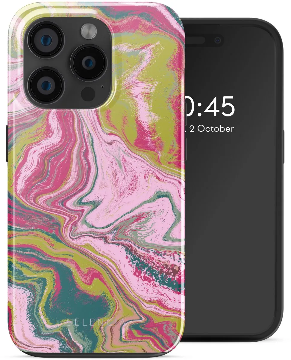 Selencia Hoesje iPhone 15 Pro MagSafe Marble Pink