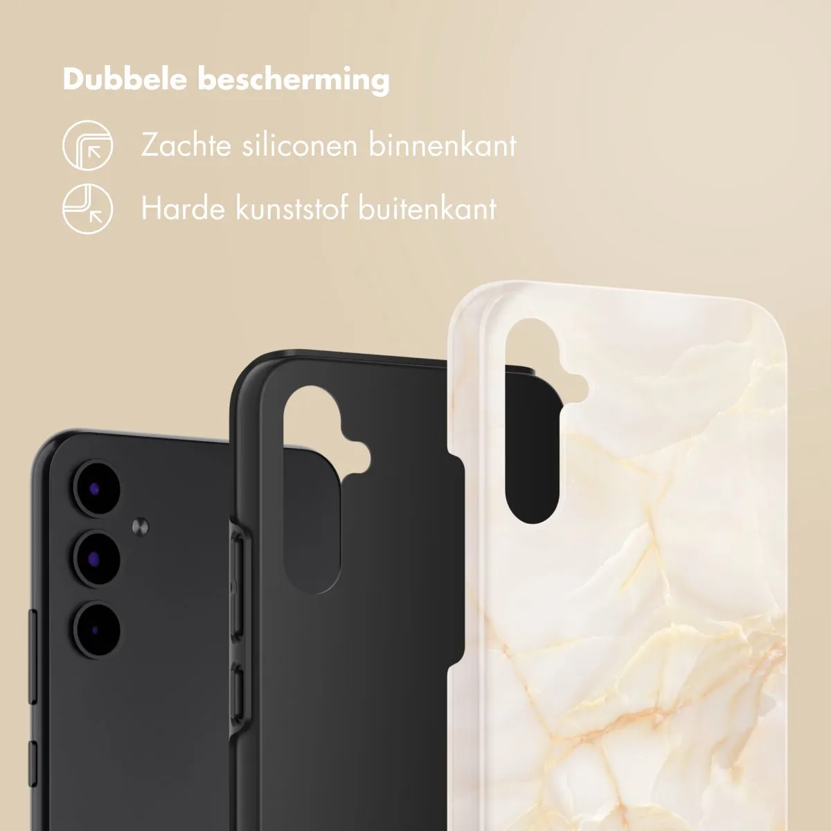 Selencia Hoesje Samsung Galaxy A34 5G - Golden Beige Marble