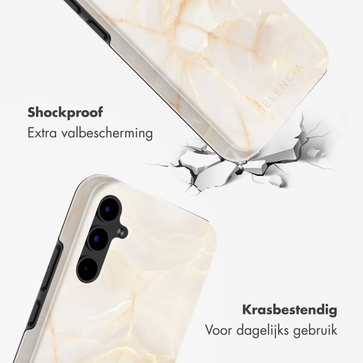 Selencia Hoesje Samsung Galaxy A34 5G - Golden Beige Marble