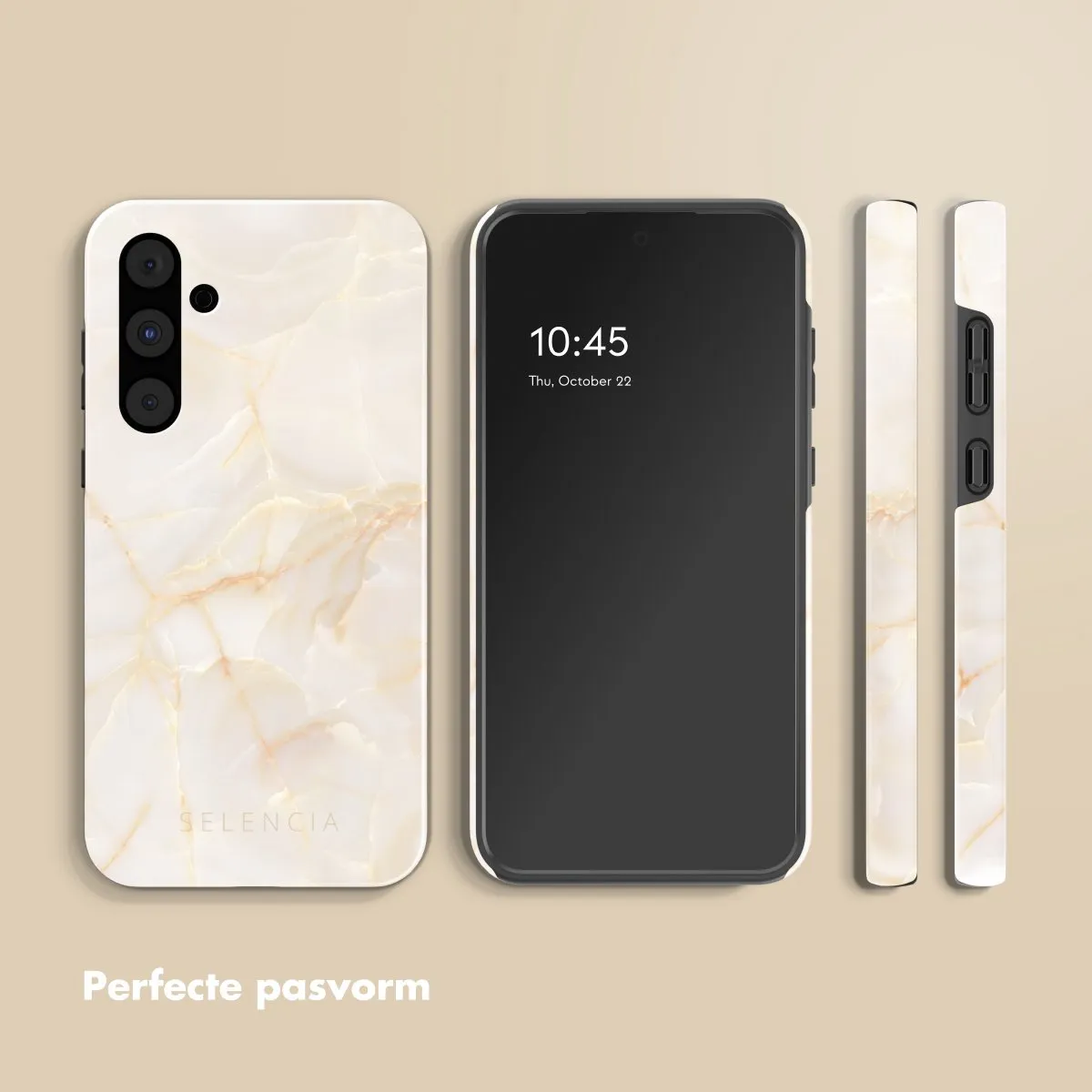 Selencia Hoesje Samsung Galaxy A55 - Golden Beige Marble