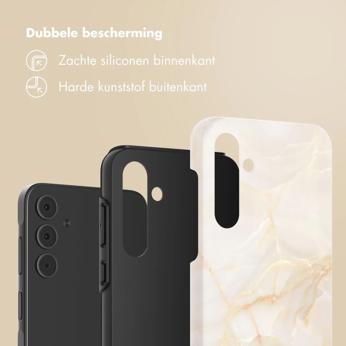 Selencia Hoesje Samsung Galaxy A55 - Golden Beige Marble