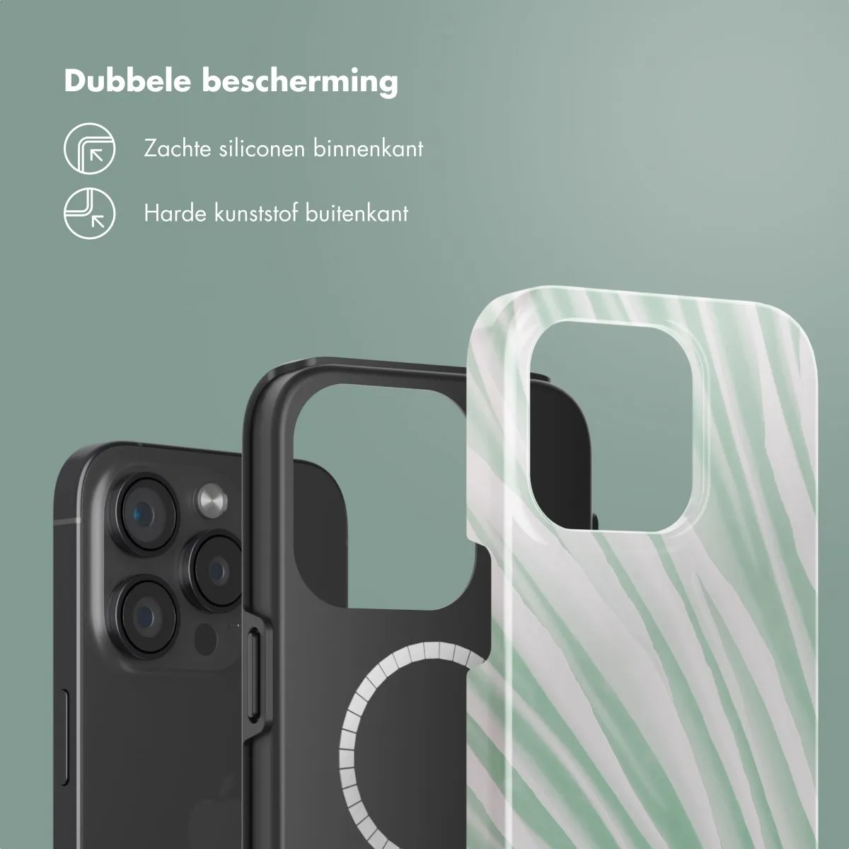 Selencia Hoesje iPhone 15 Pro Nature Grayed Jade - MagSafe