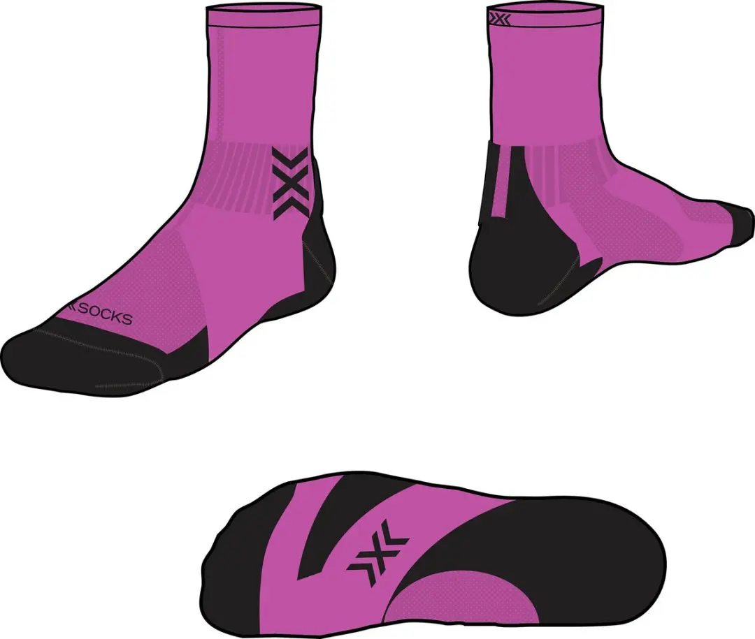X-Bionic Run Discover Crew Hardloopsokken - Fluoroze/X Zwart 42-44 - afbeelding 6 van 6