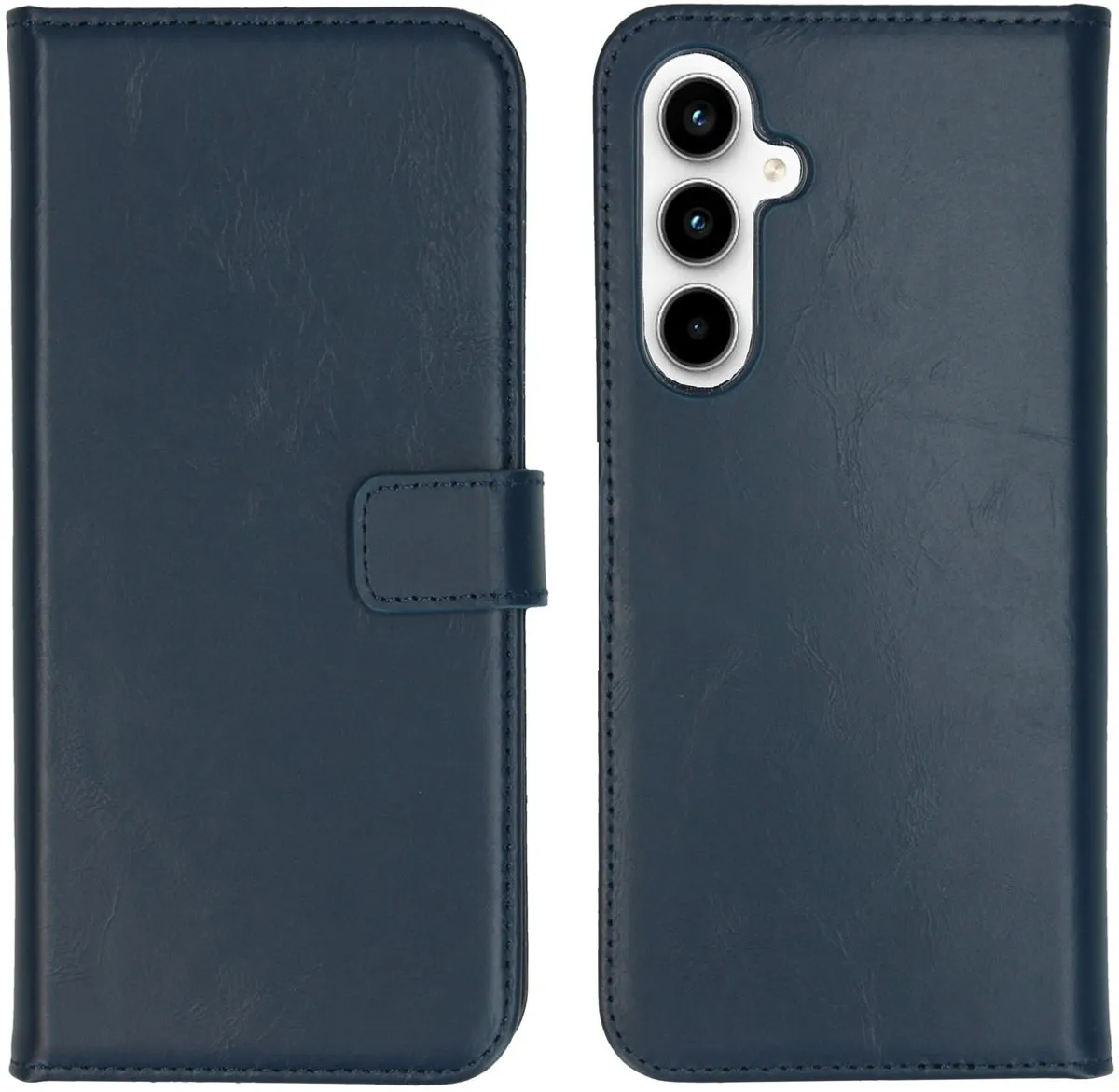 Selencia Hoesje Samsung Galaxy A35 - Echt Lederen Bookcase Donkerblauw