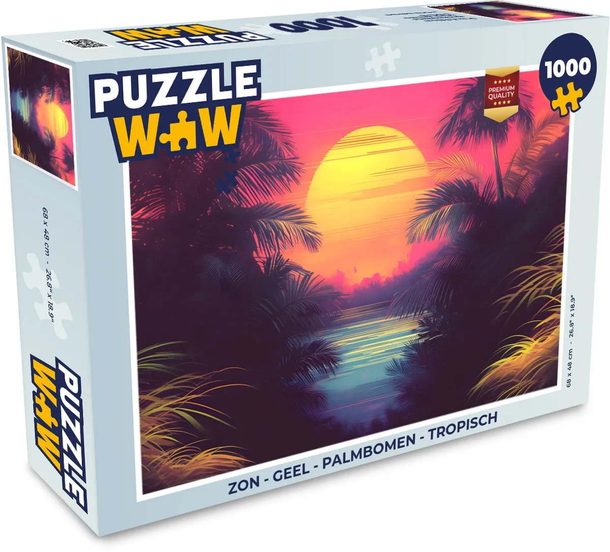 PuzzleWow Tropische Palmbomen Legpuzzel 1000 Stuks - Geel