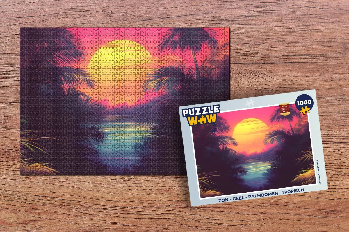 PuzzleWow Tropische Palmbomen Legpuzzel 1000 Stuks - Geel