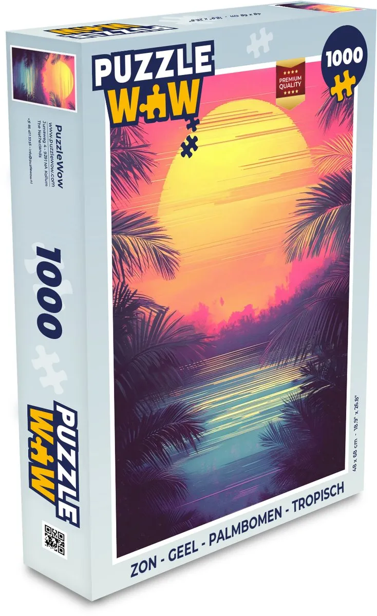 PuzzleWow Tropische Palmbomen Legpuzzel 1000 Stuks - Geel