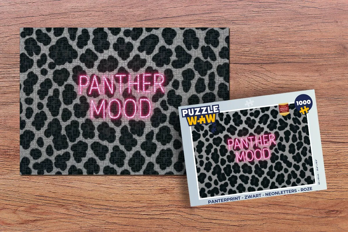 PuzzleWow Panterprint Legpuzzel 1000 Stuks - Zwart/Rozepanelen