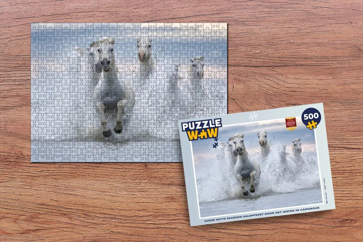 PuzzleWow Legpuzzel Camargue Paarden 500 Stuks - Multicolor