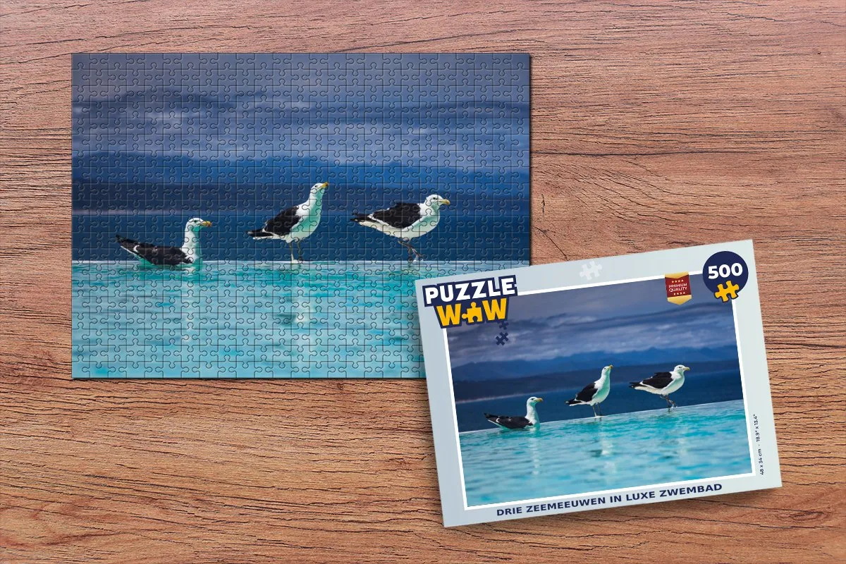 PuzzleWow Meeuwen Vogels Zwembad Legpuzzel 500 Stuks - Multicolor