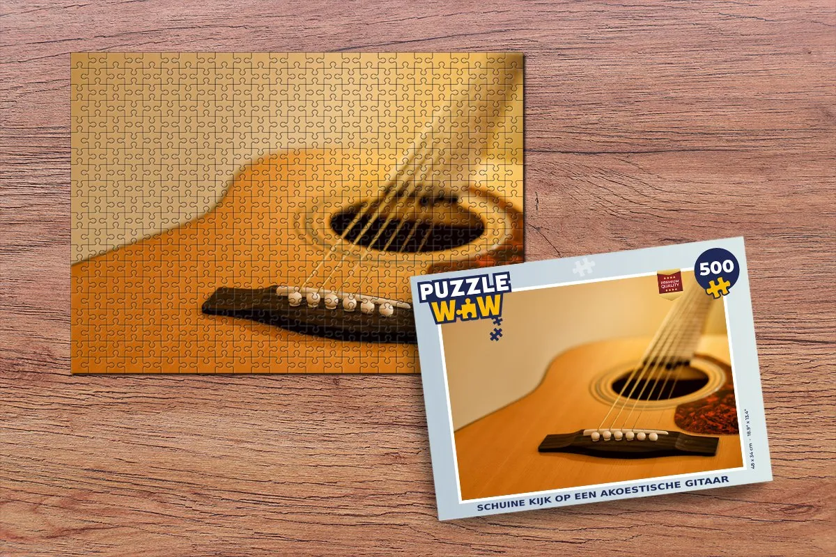 PuzzleWow Legpuzzel Schuine Kijk op een Akoestische Gitaar 500 Stuks - Multicolor