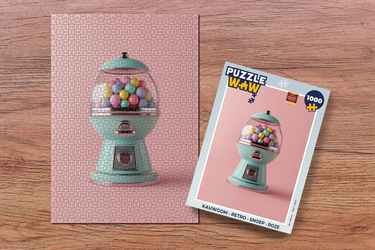 PuzzleWow Retro Kauwgom Puzzel 1000 Stuks - Roze